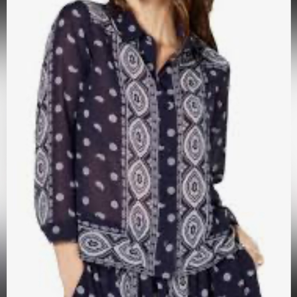 Michael Kors Navy and White Paisley Jumpsuit